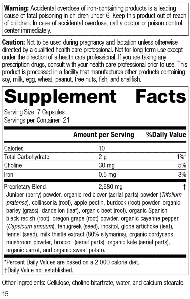 SP Cleanse nutrition facts