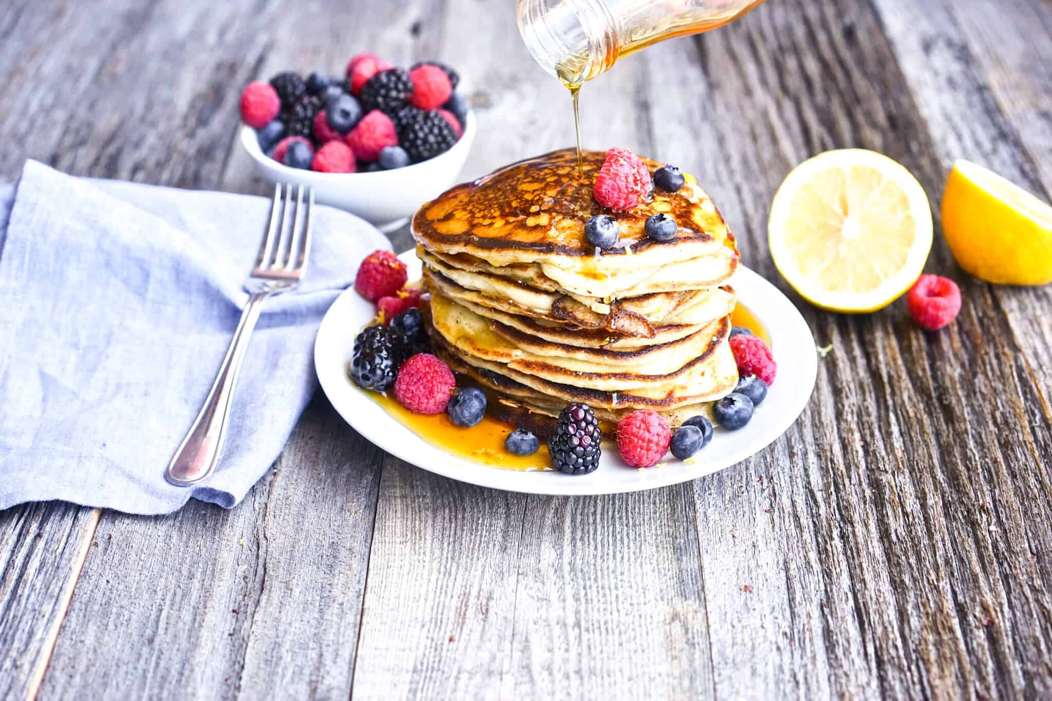 lemon ricotta protein pancakes