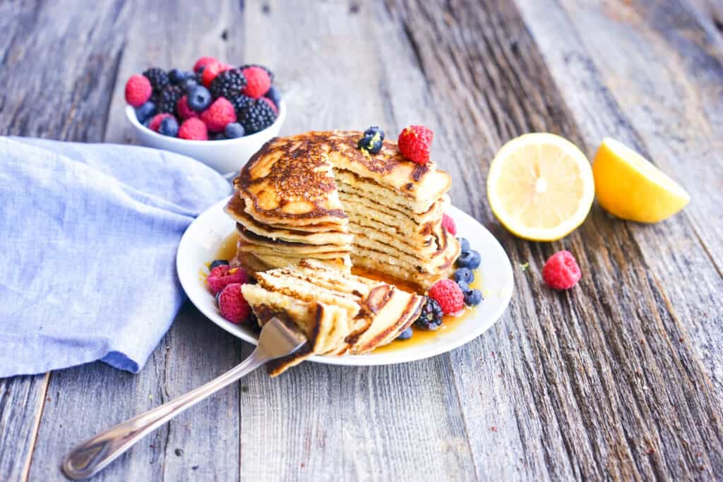 lemon ricotta protein pancake
