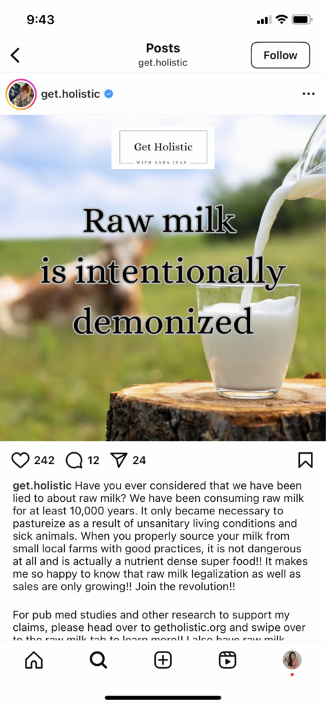safety of raw milk